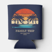 Retro zonsondergang Familiereis Strand Palm Tree M Blikjeskoeler (Achterkant)