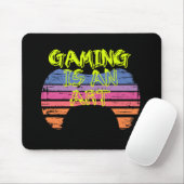 Retro Zonsondergang Gamecontroller Kunst Gamer Cit Muismat (Met muis)