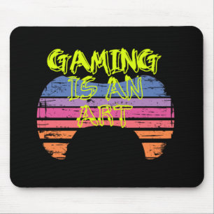 Retro Zonsondergang Gamecontroller Kunst Gamer Cit Muismat