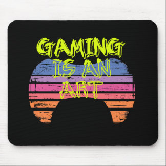 Retro Zonsondergang Gamecontroller Kunst Gamer Cit Muismat