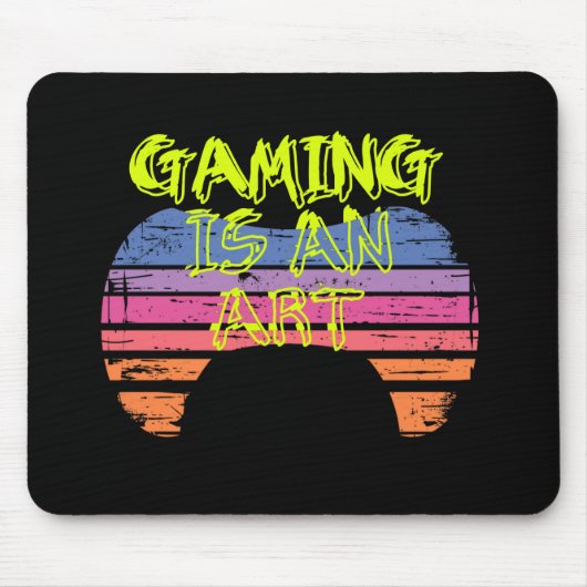 Retro Zonsondergang Gamecontroller Kunst Gamer Cit Muismat (Voorkant)