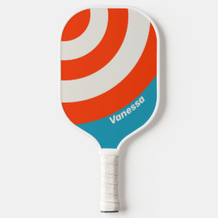 Retro Zonsondergang Getijde Rush Cirkel Streep met Pickleball Paddle