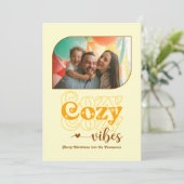 Retro Zonsondergang Gezellige Sfeer Alleen Kerst F Feestdagenkaart (Staand voorkant)