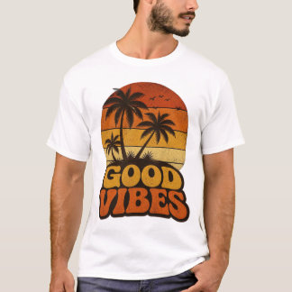 Retro Zonsondergang Goede Vibes Grafische T-Shirt