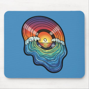 Retro Zonsondergang Golf Vinyl Esthetiek Muismat