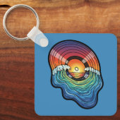 Retro Zonsondergang Golf Vinyl Esthetiek Sleutelhanger (Voorkant)