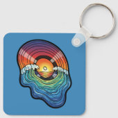 Retro Zonsondergang Golf Vinyl Esthetiek Sleutelhanger (Achterkant)