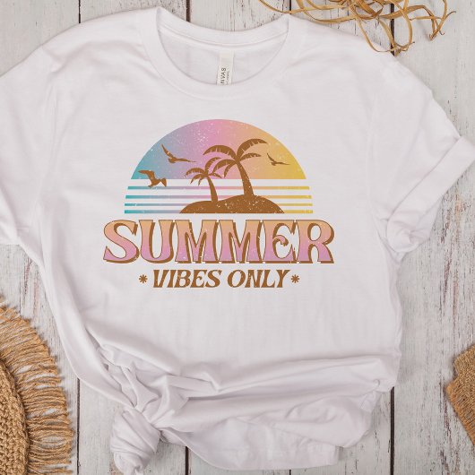 Retro Zonsondergang Gradiënt "Zomer Vibes Only" T-shirt