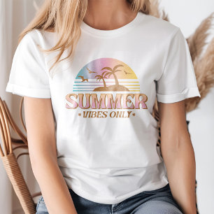 Retro Zonsondergang Gradiënt "Zomer Vibes Only" T-shirt