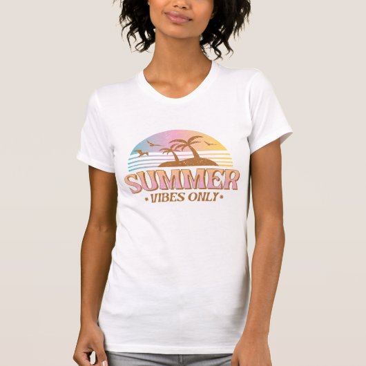 Retro Zonsondergang Gradiënt "Zomer Vibes Only" T-shirt (Voorkant)
