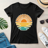 Retro Zonsondergang Grafisch; Zomer Zon & Zee T-shirt