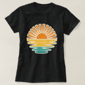Retro Zonsondergang Grafisch; Zomer Zon & Zee T-shirt (Design voorkant)