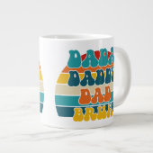 Retro Zonsondergang Grappige Dada Papa Vader Bruh Grote Koffiekop (Voorkant rechts)