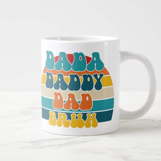 Retro Zonsondergang Grappige Dada Papa Vader Bruh Grote Koffiekop (Rechts)