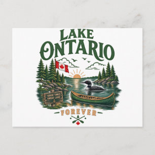 Retro Zonsondergang Grote Meren Meer Ontario Briefkaart