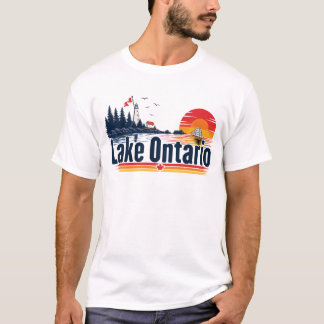 Retro Zonsondergang Grote Meren Ontariomeer T-shirt