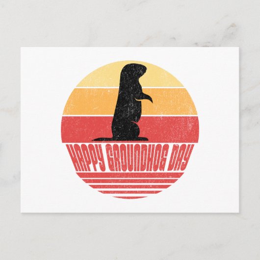 Retro Zonsondergang Groundhog Day Briefkaart (Voorkant)