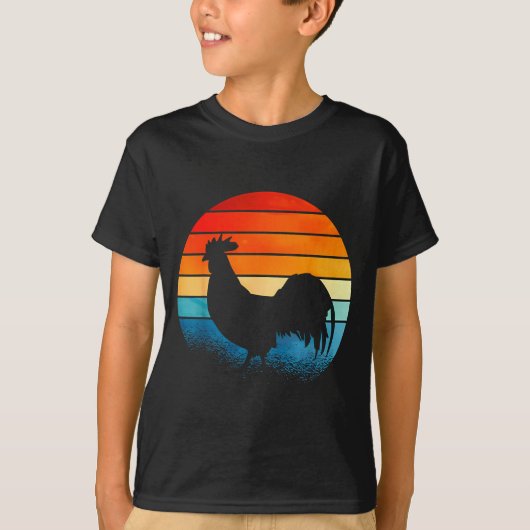 Retro Zonsondergang Haan Kippenliefhebber  T-shirt (Voorkant)