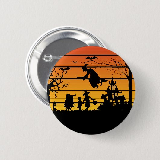 Retro zonsondergang Halloween heks spooky enge gro Ronde Button 5,7 Cm (Voorkant /achterkant)