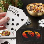 Retro Zonsondergang Halloween Zwarte Kat I Pokerkaarten (Insitu)