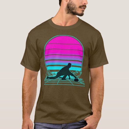  Retro Zonsondergang Het krullen T-shirt (Voorkant)