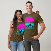  Retro Zonsondergang Het krullen T-shirt (Unisex)