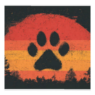 Retro Zonsondergang Hond Poot Vintage Silhouet Foto Afdruk