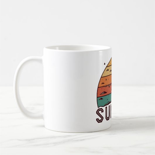 Retro Zonsondergang Horizon Grafische Mok (Links)