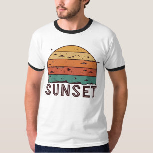 Retro Zonsondergang Horizon Grafische T-Shirt