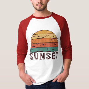 Retro Zonsondergang Horizon Grafische T-Shirt