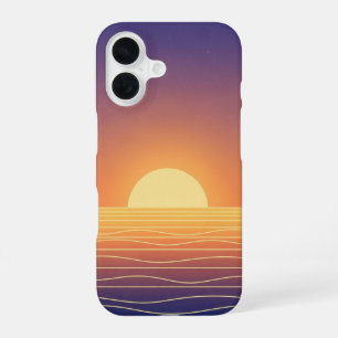 Retro Zonsondergang Horizon iPhone 16 Hoesje