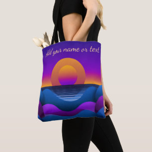 Retro Zonsondergang Horizon Persoonlijk Tote Bag