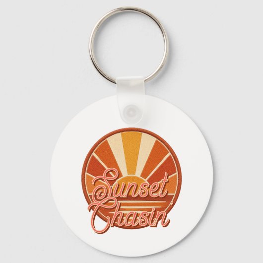 RETRO Zonsondergang Jagen Strand Sfeer Sleutelhanger (Voorkant)
