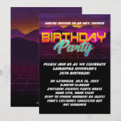 Retro Zonsondergang jaren 80 Verjaardagsfeest Kaart (Voorkant / Achterkant)