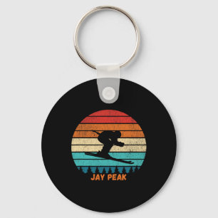 Retro zonsondergang Jay Peak Vermont Skien Skilope Sleutelhanger