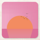 Retro Zonsondergang Kartonnen Onderzetters (Voorkant)