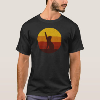 Retro Zonsondergang Kat Silhouet | Vintage Estheti T-shirt