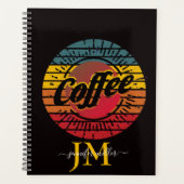 Retro zonsondergang koffie gepersonaliseerd planner (Voorkant)