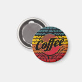 Retro zonsondergang koffie  magneet (Voorkant / Achterkant)