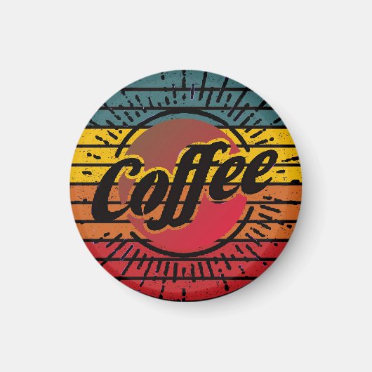 Retro zonsondergang koffie  magneet (Voorkant)