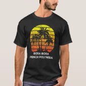 Retro  zonsondergang kokospalm Bora Bora Fren T-shirt (Voorkant)