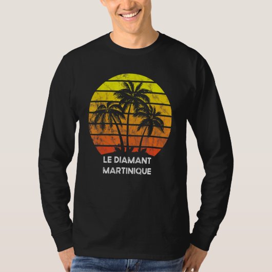 Retro zonsondergang kokospalm Le Diamant Mar T-shirt (Voorkant)