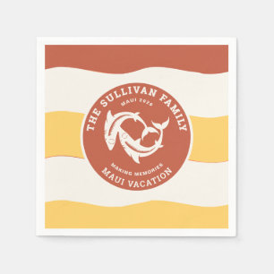 Retro Zonsondergang Koraalstrand Gezinsvakantie Servet