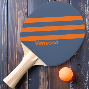 Retro Zonsondergang Kust Drie Strepen met Naam Tafeltennisbatje