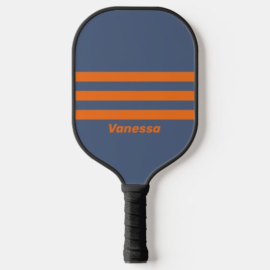 Retro Zonsondergang Kust Drie Strepen Naam Pickleball Paddle (Voorkant)
