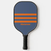 Retro Zonsondergang Kust Drie Strepen Naam Pickleball Paddle (Achterkant)