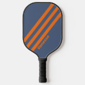 Retro Zonsondergang Kustlijn Drie Strepen met Naam Pickleball Paddle (Voorkant)