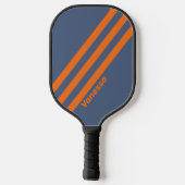Retro Zonsondergang Kustlijn Drie Strepen met Naam Pickleball Paddle (Achterkant)