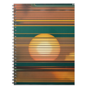Retro Zonsondergang Lijnen Esthetisch Spiraal Noti Notitieboek