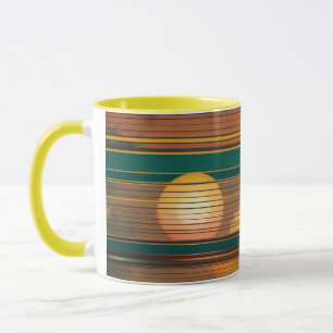 Retro Zonsondergang Lijnen Esthetische Combo Koffi Mok